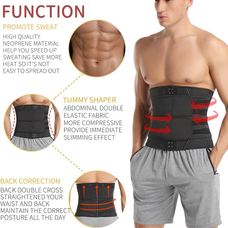 Men's Workout Waist Trainer Sauna Body Shaper Trimmer Belt